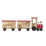 Bloomingville Adventskalender Eisenbahn – Holz-Zug Grunk mit 24 Boxen zum Befüllen, dänisches Design