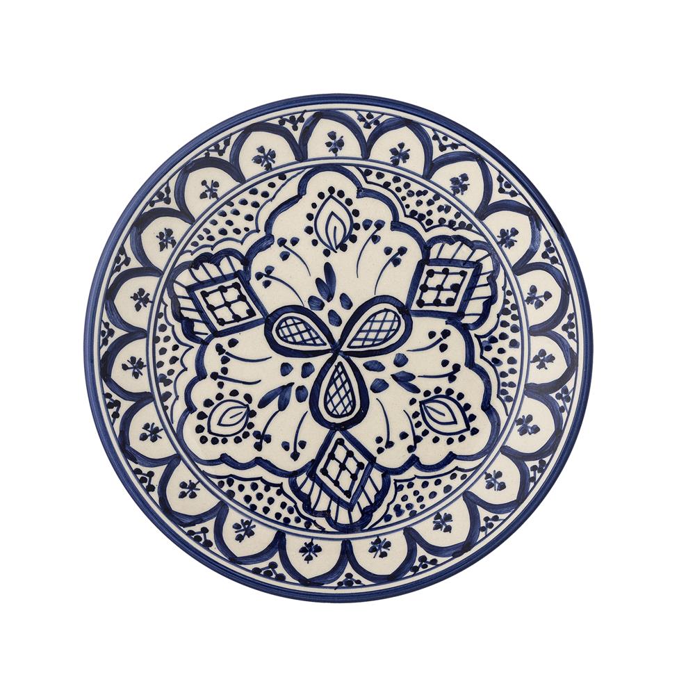 Bloomingville Karlie Teller blau aus Steingut – mediterraner Mittagsteller für Küche & Tischdeko