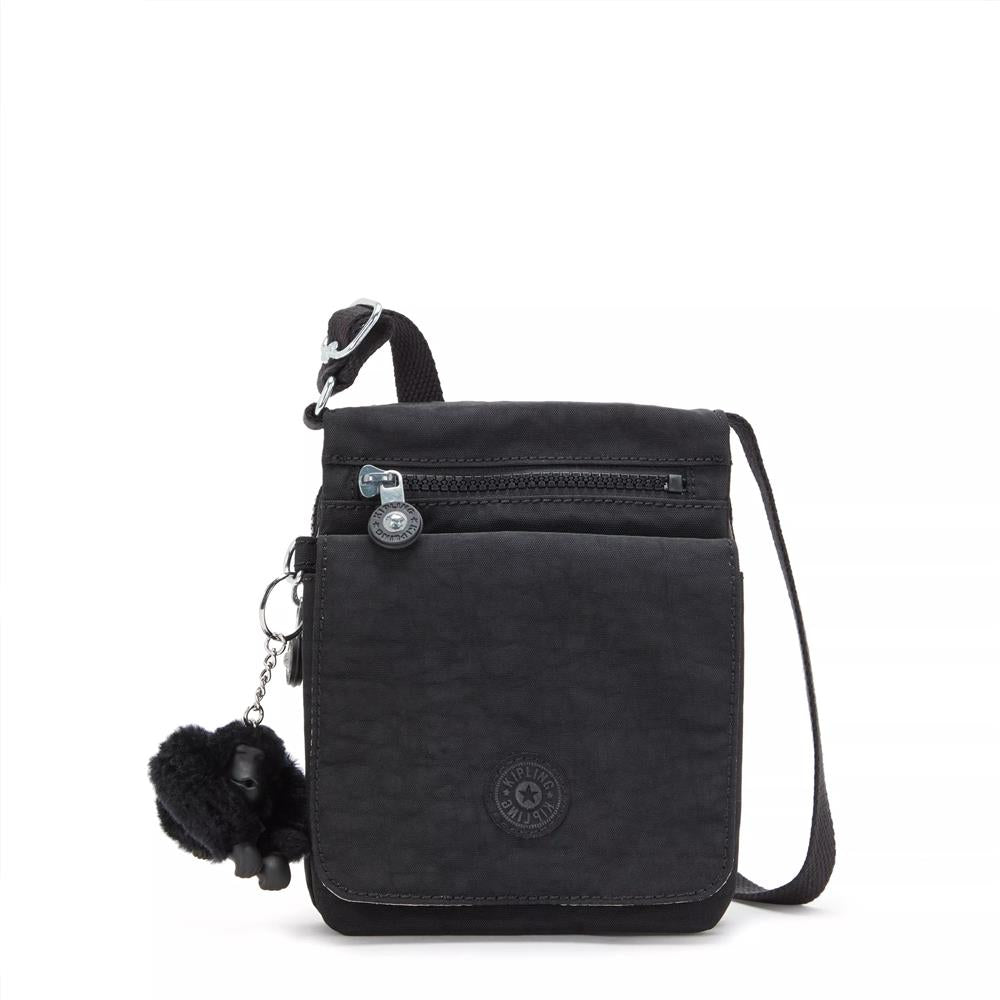 Kipling NEW ELDORADO, kleine Umhängetasche, Black Noir (schwarz), kompakte Crossbody Tasche