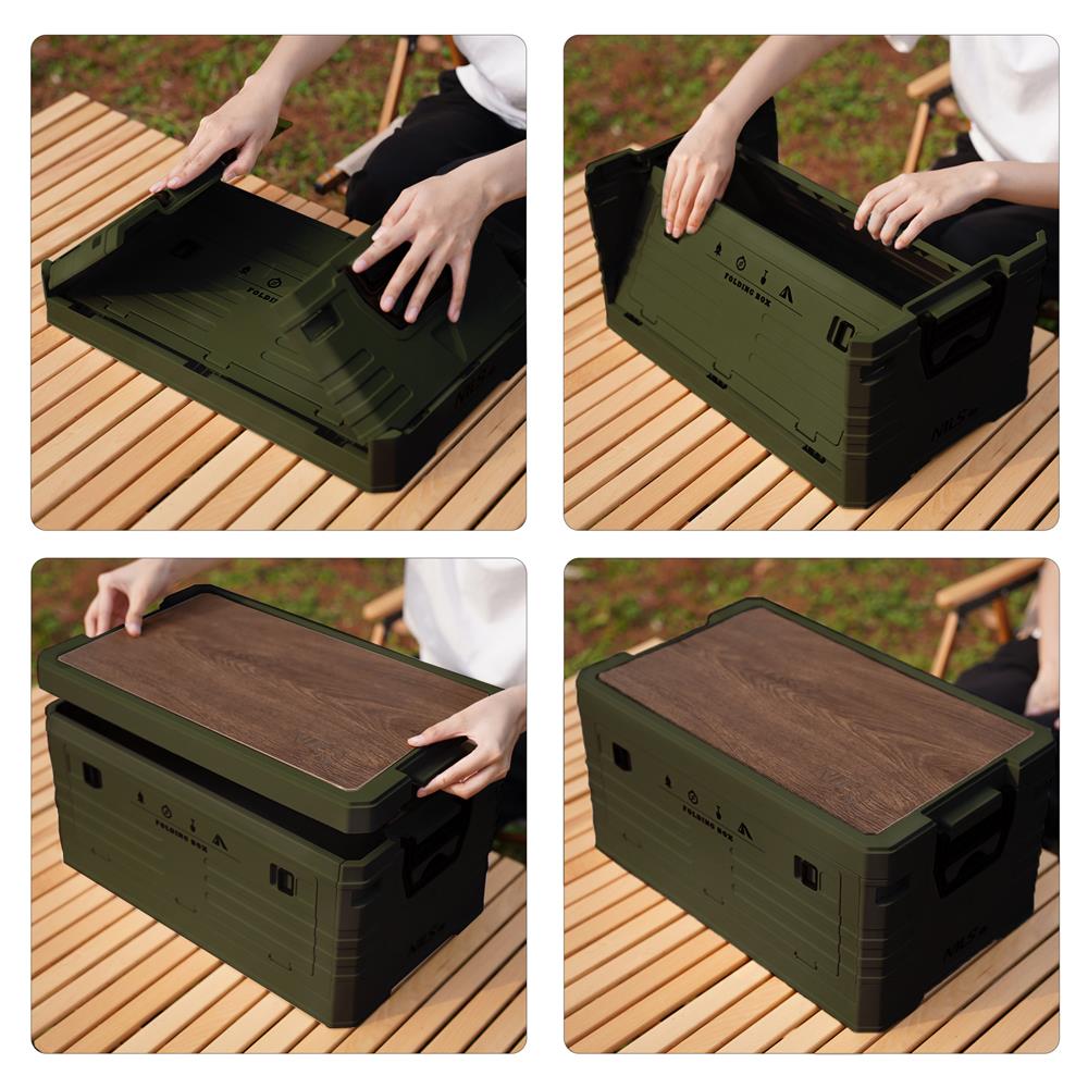 NILS CAMP faltbare Campingbox mit Tischfunktion 32L in Grün - kompakte Reisebox
