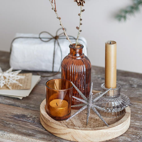 Bloomingville Sanga Tablett mit Teelichthaltern – 6‑teiliges Deko‑Set für Tisch & Weihnachten