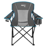 NILS CAMP Campingstuhl klappbar Grau - Klappstuhl mit Taschen & Becherhalter für Camping