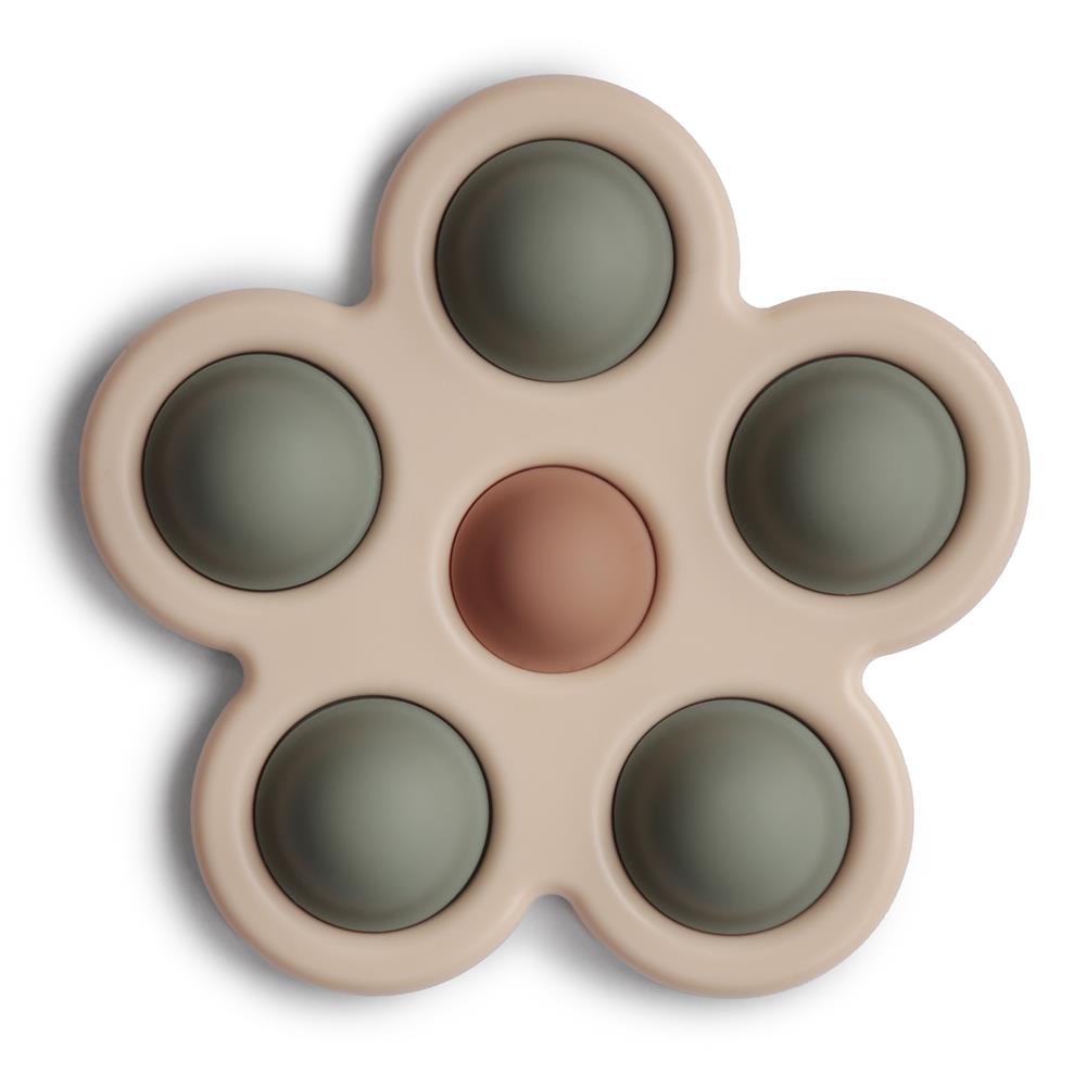 Mushie Sensorik-Spielzeug Blume, Dried Thyme, aus Silikon, BPA-frei