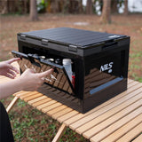 NILS CAMP faltbare Campingbox mit Tischfunktion 50L in Schwarz - stabile Reisebox