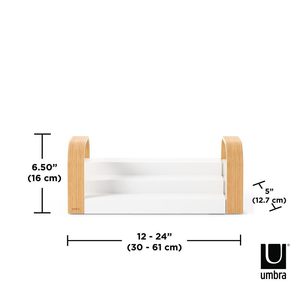 Umbra Bellwood Dreistufiges Gewürzregal, Erweiterbarer Küchen Organizer in Weiß/Natur