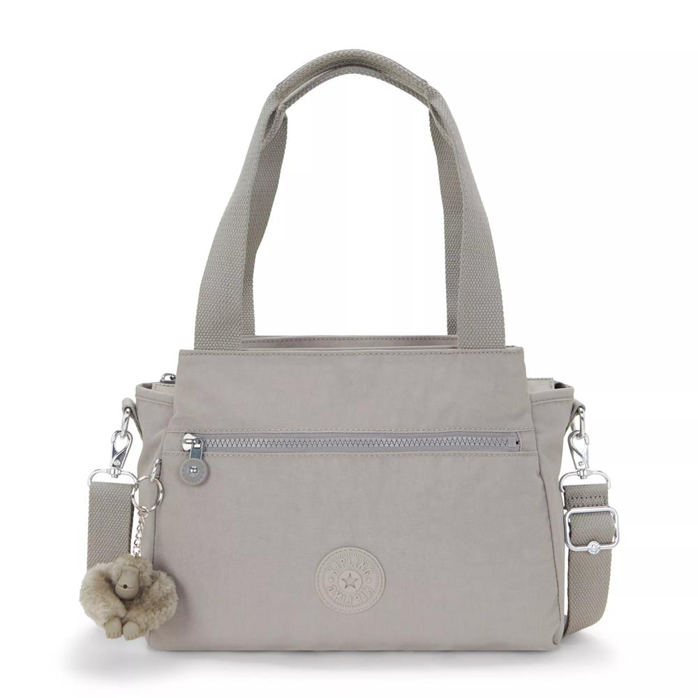 Kipling ELYSIA, mittelgroße Schultertasche, Grey Gris (grau), Umhängetasche mit vielen Fächern