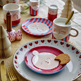 Bloomingville Granny Teller Rot Steingut 2er Set Dessertteller Weihnachtsteller handbemalt