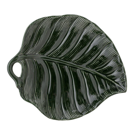 Bloomingville Savanna Teller dunkel grün Blatt 25,5x22,5 cm Steingut Schale dänisches Design