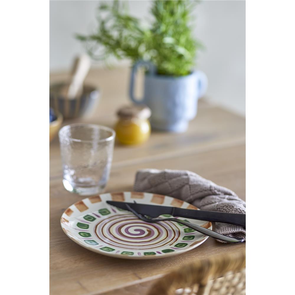Bloomingville Shama Teller - Grün/Braun Steingut-Teller für stilvolle Tischdekoration