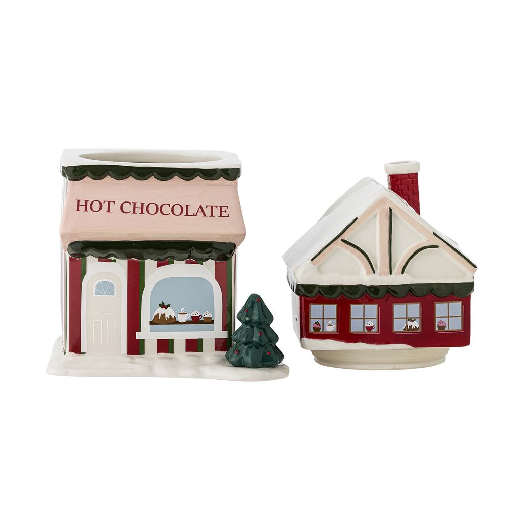 Bloomingville Gloria Vorratsdose Haus Rot Keramik 2500 ml Weihnachtsdeko