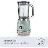 Ariete Vintage Standmixer, Grün, Glasbehälter 1,5L, Smoothie Maker, 1000W