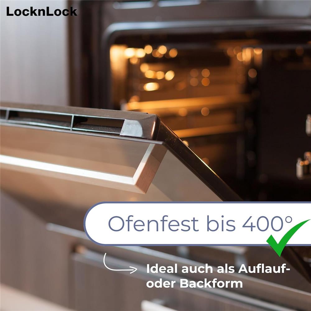 LocknLock OVEN GLASS Frischhaltedose 1 L, ofenfest bis 400 °C