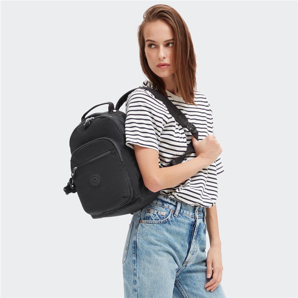 Kipling SEOUL S, Kleiner Rucksack, Black Noir (schwarz), 14L, mit 11-Zoll-Tabletfach