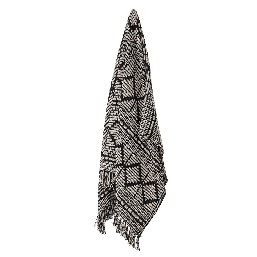 Bloomingville Gutte Decke 160x130cm Schwarz Baumwolle Sofadecke Tagesdecke Kuscheldecke Überwurf