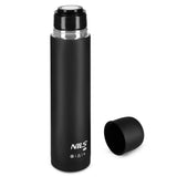 NILS CAMP Thermoskanne 1L Edelstahl schwarz isoliert für Camping Reisen Outdoor