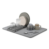 Umbra Udry Geschirr Abtropfgestell und Mikrofaser Abtropfmatte, Faltbar, Platzsparend, 61 x 45 cm, in Anthrazit