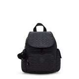 Kipling CITY PACK MINI, kleiner Rucksack, Signature Emb (schwarz), Freizeitrucksack mit Kordelzug