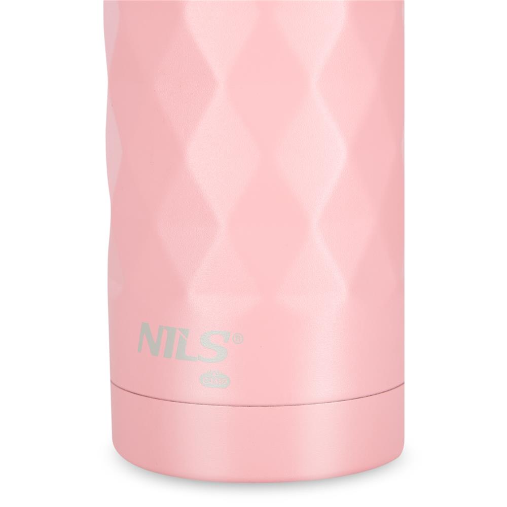 NILS CAMP Trinkflasche 750 ml Edelstahl rosa isoliert für Outdoor Reisen Sport