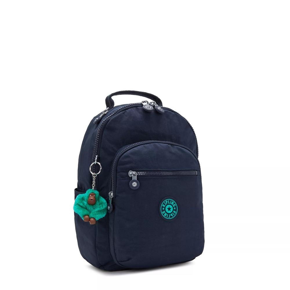 Kipling SEOUL S, kleiner Rucksack, Blue Green Block (blau), Rucksack mit Tabletfach 11 Zoll