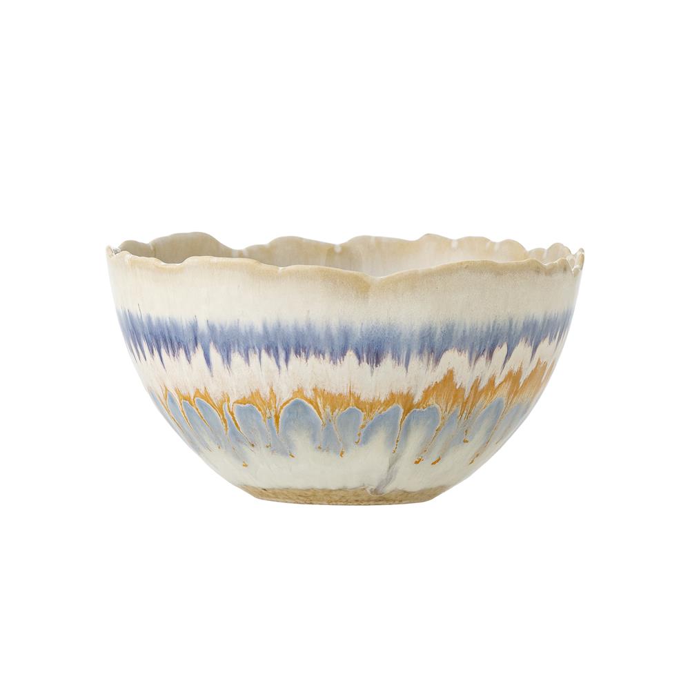 Bloomingville Zeno Schale 600 ml D14,5 cm bunt - Steingut Schüssel mit Blumenmotiv für Tischdeko