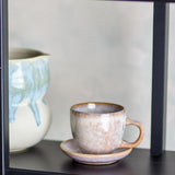 Bloomingville Brenta Tasse mit Untertasse aus Steingut in Rose 185 ml – 4er Set für Küche