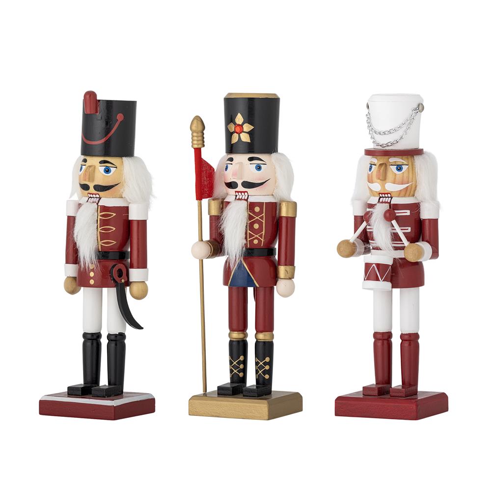 Bloomingville Darren Deko Rot Kiefer 3er Set Nussknacker Weihnachtsfiguren