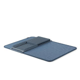 Umbra Udry Geschirr Abtropfgestell und Mikrofaser Abtropfmatte, Faltbar, Platzsparend, 61 x 45 cm, in Schieferblau