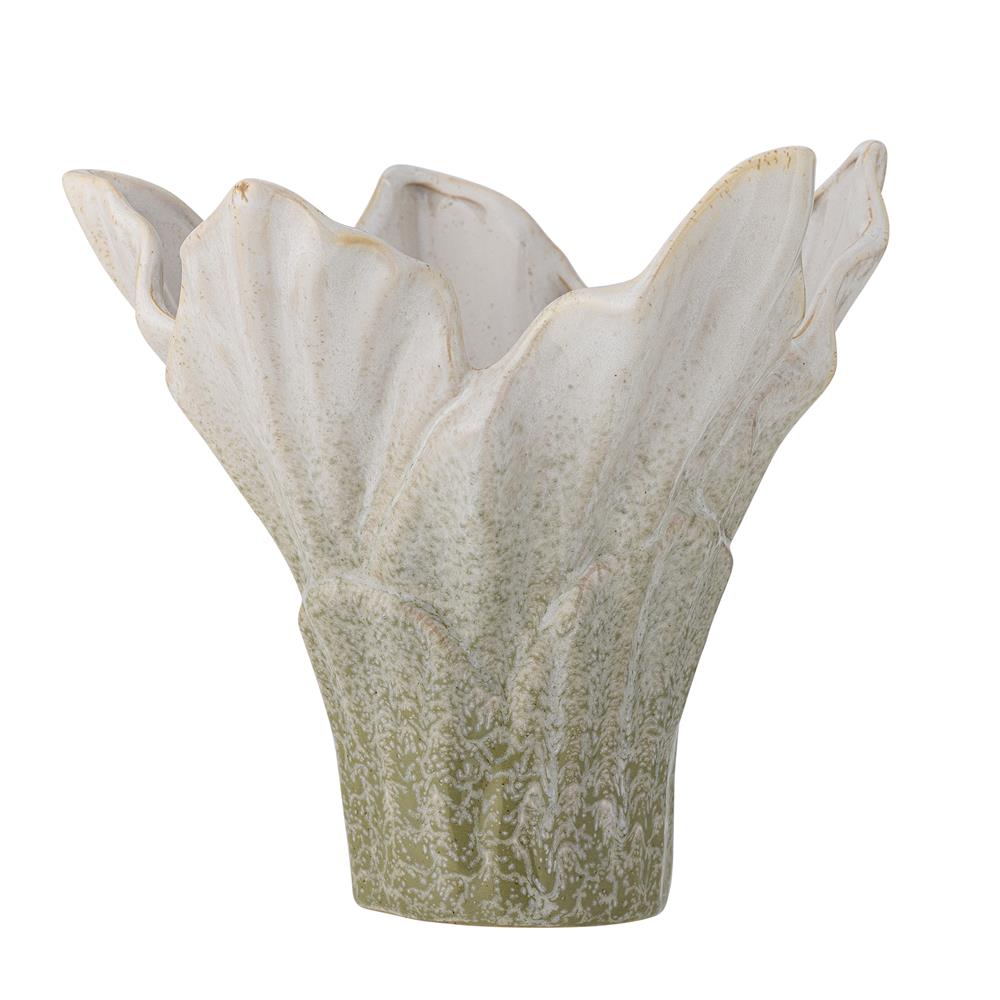 Bloomingville Erato Vase aus Steingut in Grün – organische Deko Vase fürs Wohnzimmer