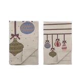 Bloomingville Ornamentia Küchenhandtuch Bunt Baumwolle 2er Set Weihnachtstuch