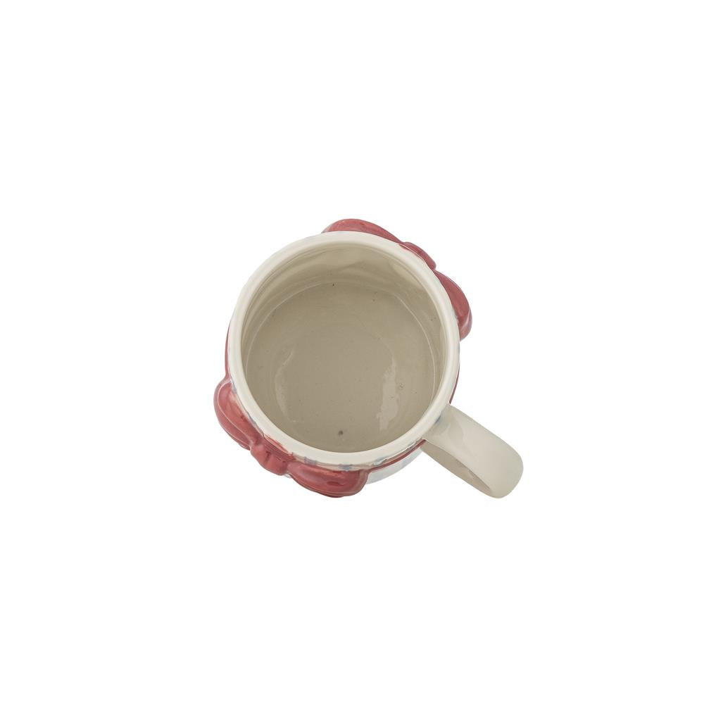 Bloomingville Bowie Tasse 4er Set 278 ml blau Steingut mit Schleifenmotiv Kaffeebecher Weihnachten