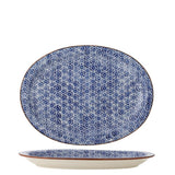 Bloomingville Karine Servierplatte blau - Steingut Platte mit Blumenmuster für Tischdeko Küche