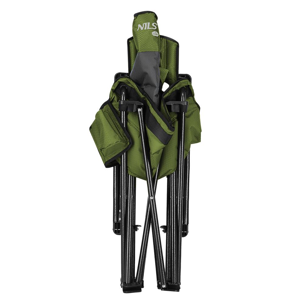 NILS CAMP Campingstuhl Grün - gepolsterter Klappstuhl mit Tasche für Camping, Garten & Angeln