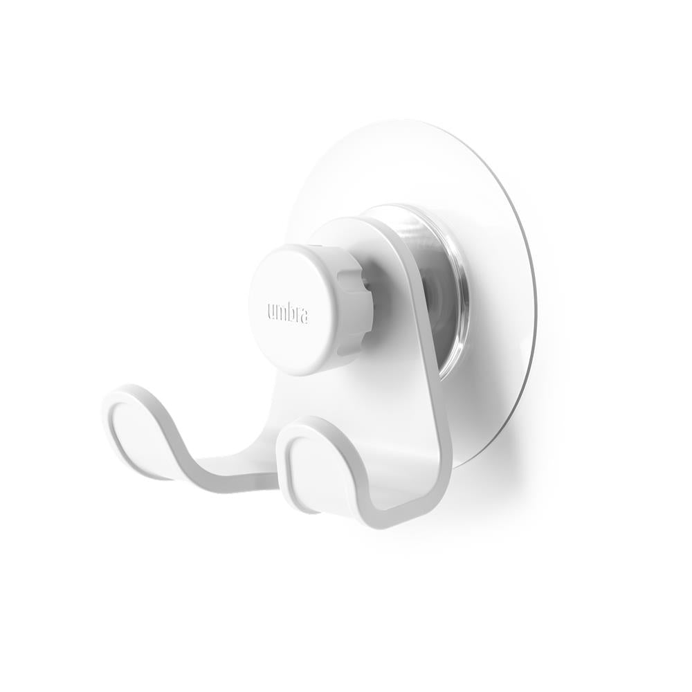 Umbra Flex Doppelduschhaken zum Kleben, für Luffaschwamm, Duschbürste, Waschlappen und Rasierer
