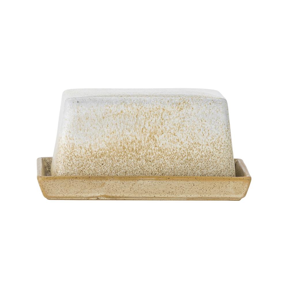 Bloomingville Paula Butterdose Natur Steingut mit Deckel