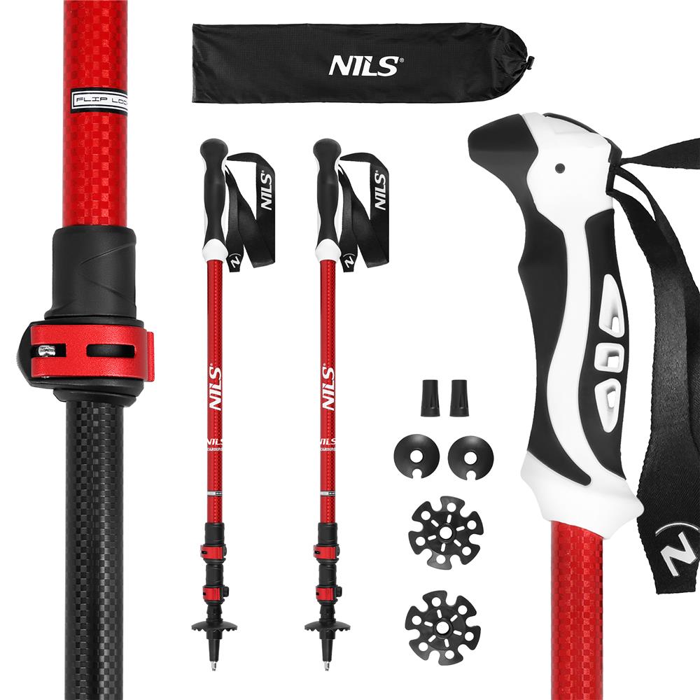 NILS Trekkingstöcke TK8601 Aluminium Wanderstöcke Rot