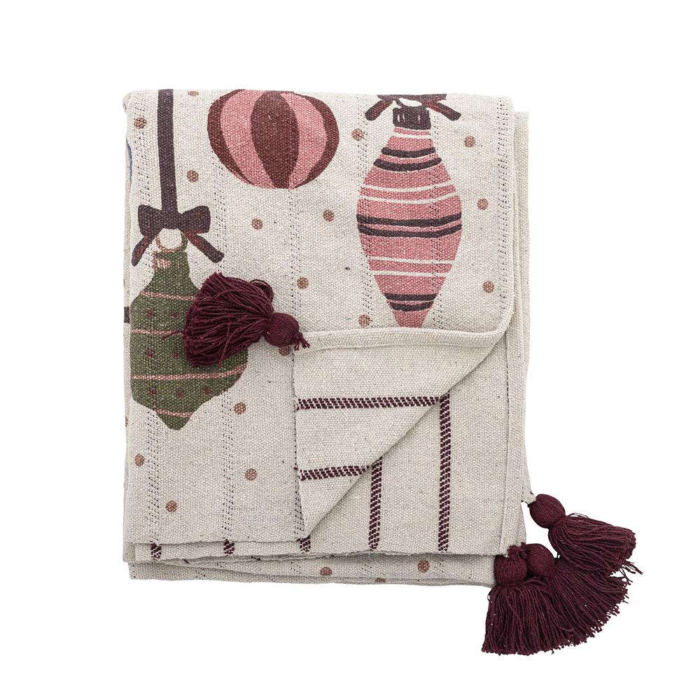 Bloomingville Ornamentia Decke Bunt 160x130 cm Weihnachtsdecke Baumwolle