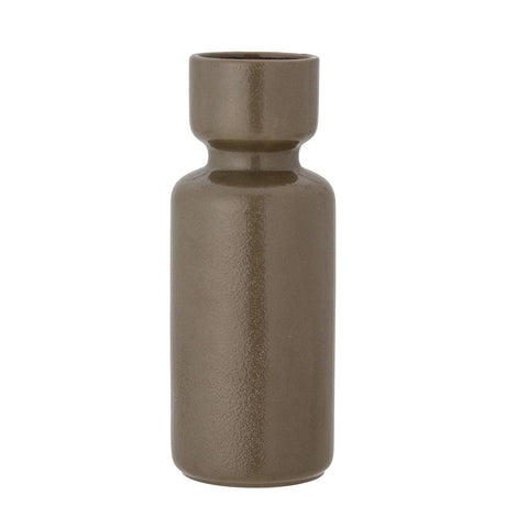 Bloomingville Ibro Vase, Grün, Steingut, 9x24 cm, gerade Form, dänisches Design
