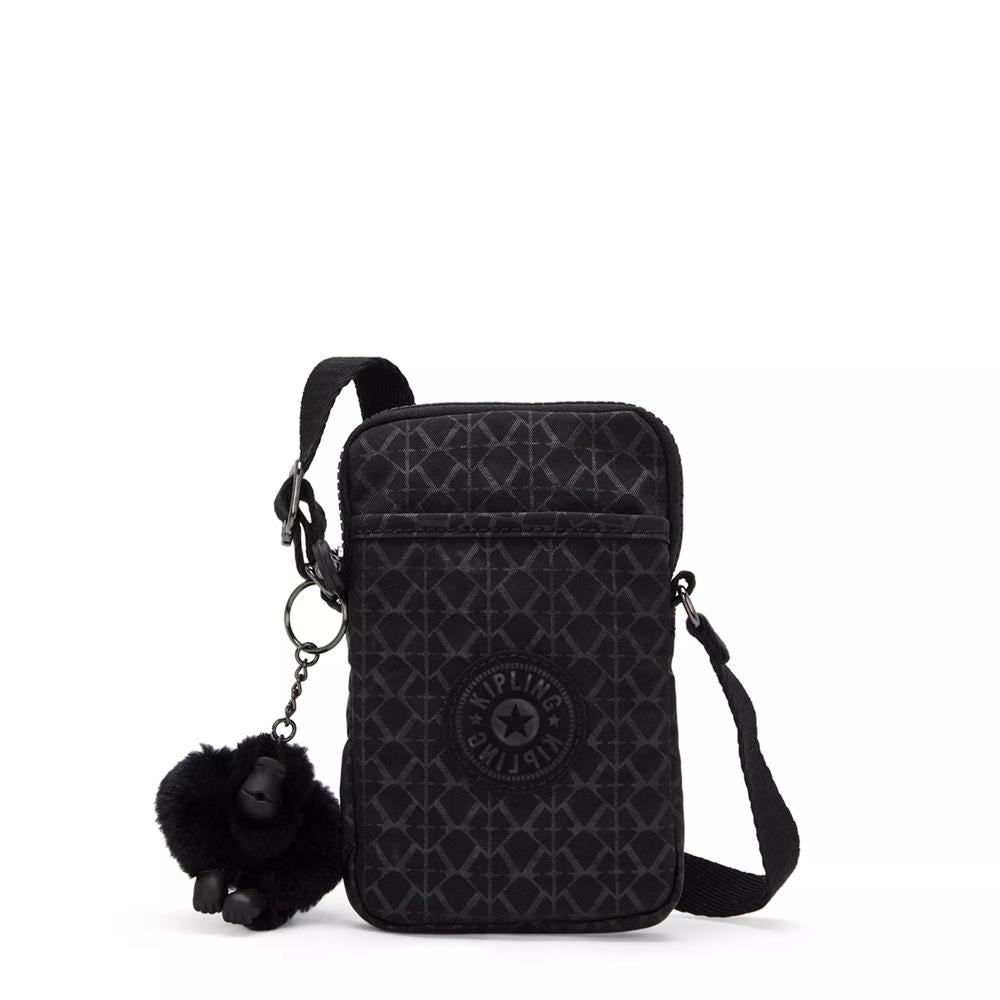 Kipling TALLY, Handytasche, Signature Emb (schwarz), Crossbody Tasche für Smartphone mit Fächern