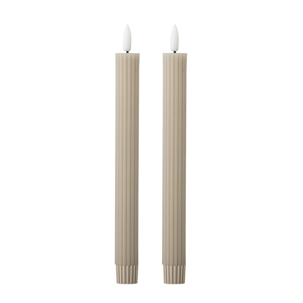Bloomingville Ponza LED-Kerze 2er Set 24,5 cm natur - LED Stabkerzen mit 3D Flamme & Timer