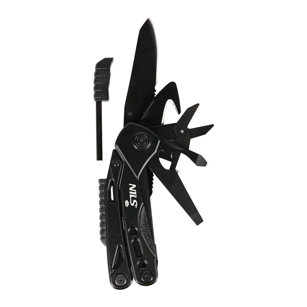 NILS CAMP Multitool 12 Funktionen mit Bits für Camping Outdoor Alltag
