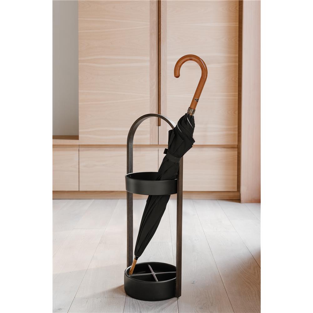 Umbra Bellwood Schirmständer, robuster und stylischer Regenschirmständer in Schwarz/Walnuss