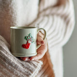 Bloomingville Kenai Tasse 4er Set 300 ml grün Steingut Weihnachtstassen mit Weihnachtsmotiv