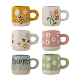 Bloomingville MINI Millie Tasse 6er Set 110 ml bunt - Steingut Kinder Tassen bunt für Küche
