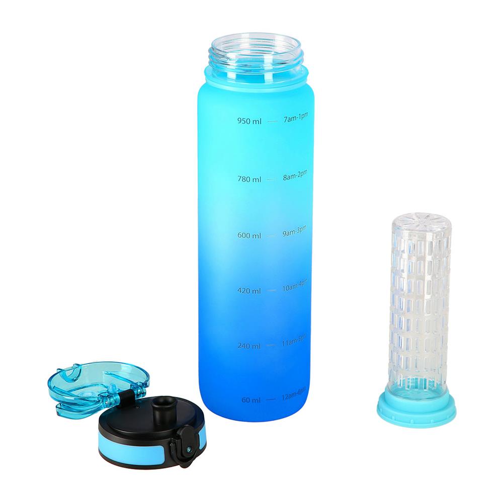 NILS CAMP Trinkflasche Tritan 950 ml blau mit Fruchteinsatz für Sport Outdoor
