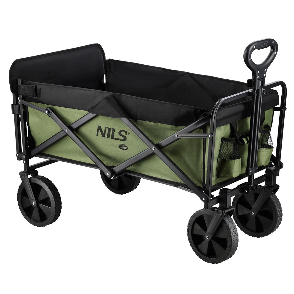 NILS CAMP Bollerwagen faltbar 150L in Grün - Campingwagen für Strand & Garten