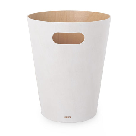 Umbra Woodrow Abfalleimer, Weiß/Holz, 7,5 Liter, Zweifarbiger Papierkorb