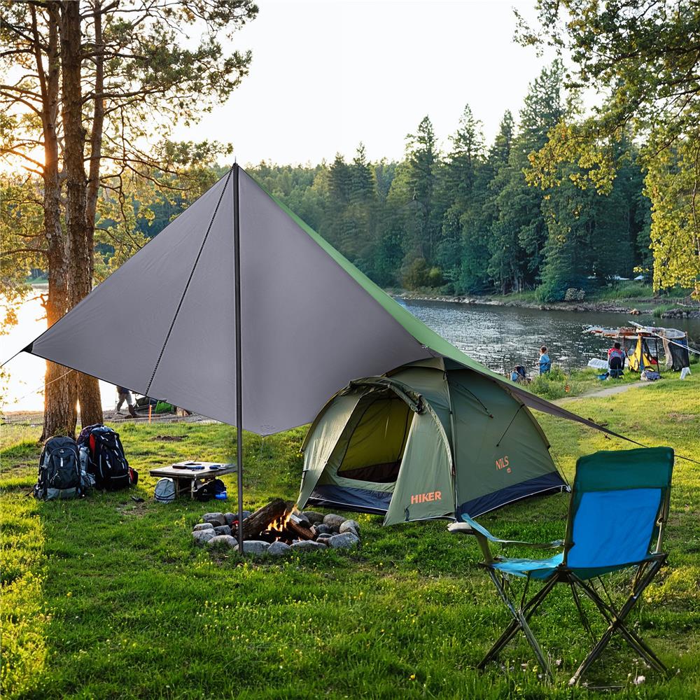 NILS CAMP Tarp 300x300 cm in Grün - wasserdichte Camping Plane für Outdoor, Trekking & Schutz