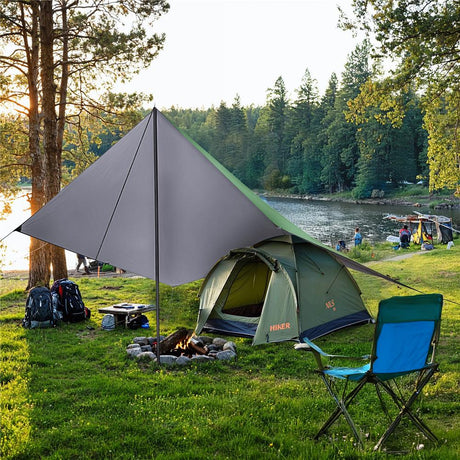 NILS CAMP Tarp 300x300 cm in Grün - wasserdichte Camping Plane für Outdoor, Trekking & Schutz