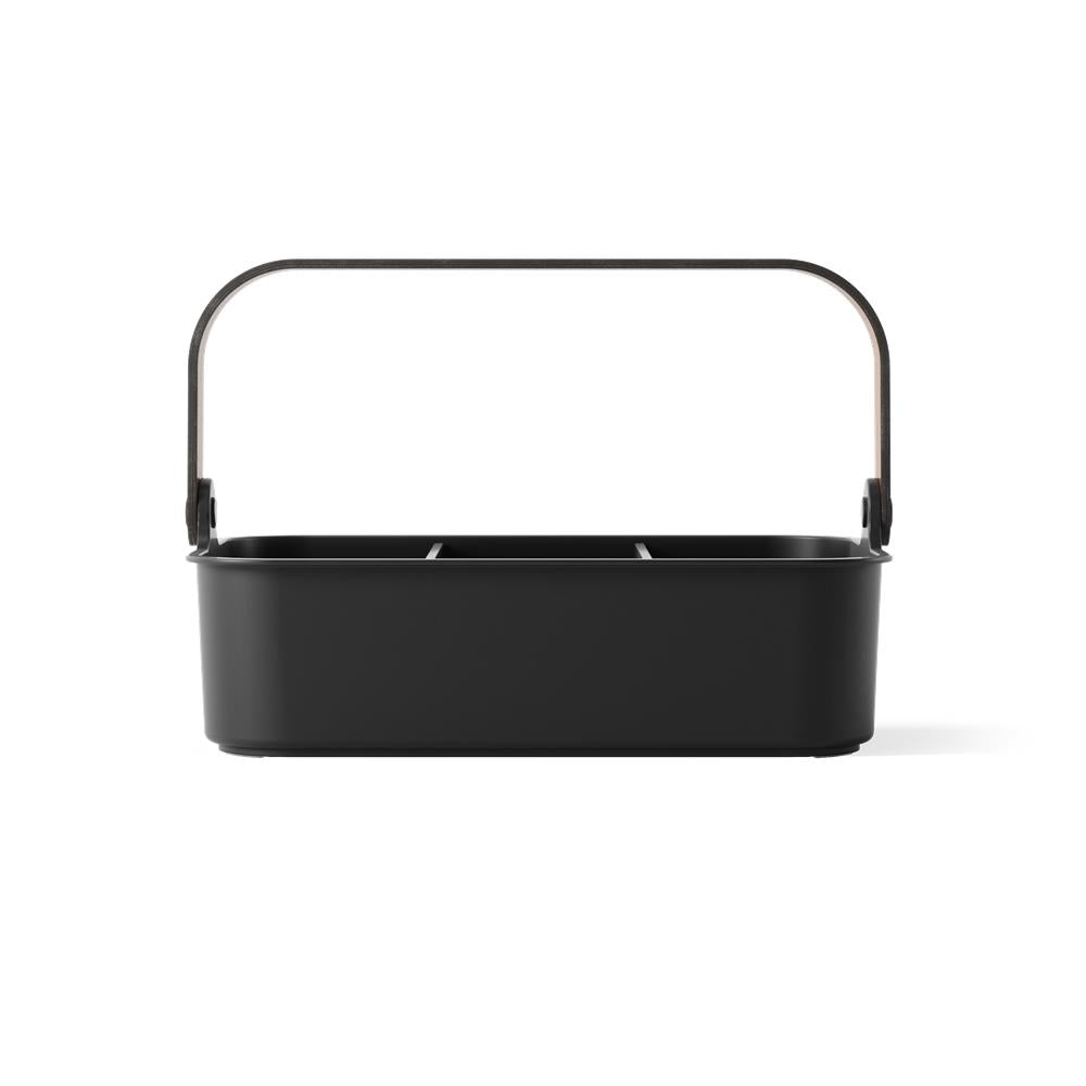 Umbra Bellwood Vorratsschrank Organizer mit 3 Fächern, großer Aufbewahrungsbehälter in Schwarz/Walnuss