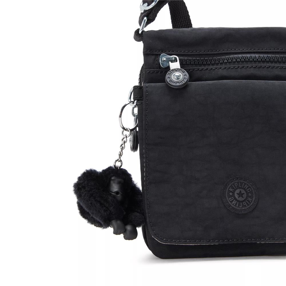 Kipling NEW ELDORADO, kleine Umhängetasche, Black Noir (schwarz), kompakte Crossbody Tasche